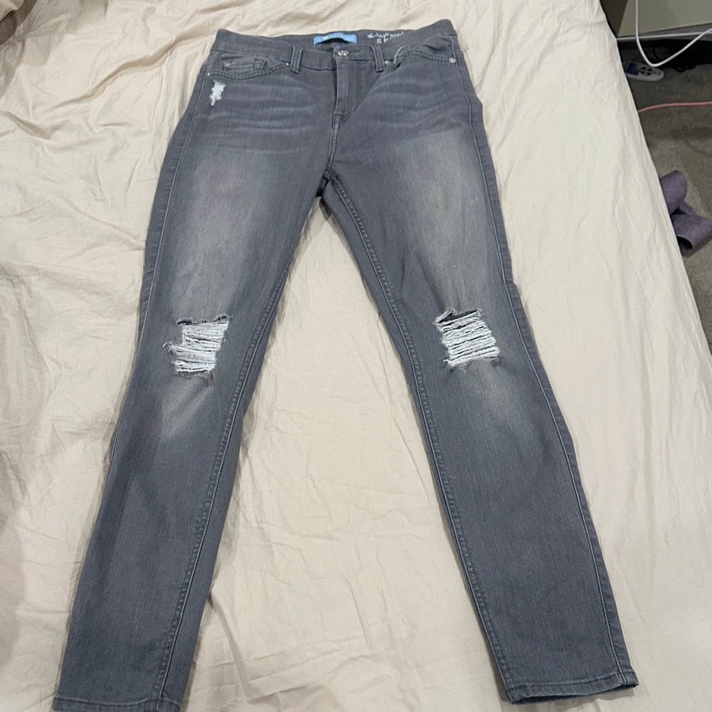 7 for all mankind distressed Gray Women's Jeans Blair high waist ankle skinny 26